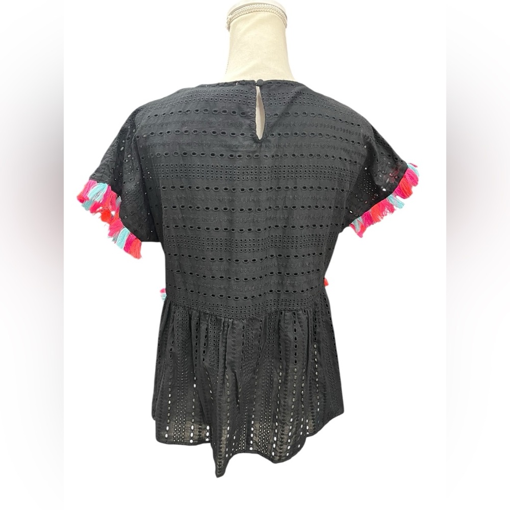Andrée by Unit Eyelet Tassel Peplum Top NWT Boho Festival Vacation Small - Picture 4 of 7